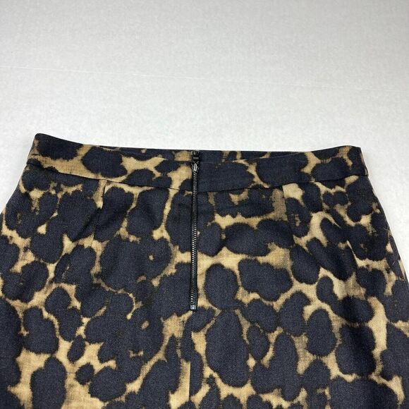 Elie Tahari Wool Blend Pencil Skirt Cheetah Print Knee Length Back Zip Size 6 - Picture 10 of 11
